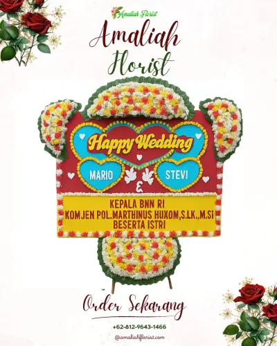 Karangan Papan Bunga Pernikahan di Sirnaraja